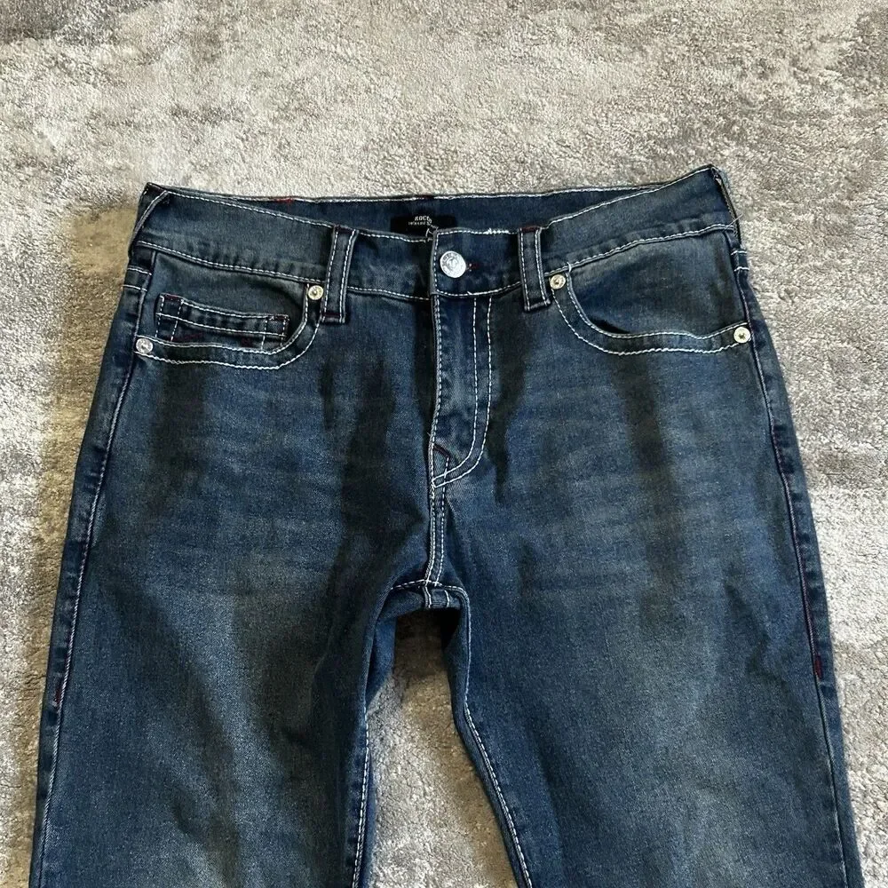 True Religion Jeans Mens 34 Blue Denim Rocco Relaxed Skinny 34x31